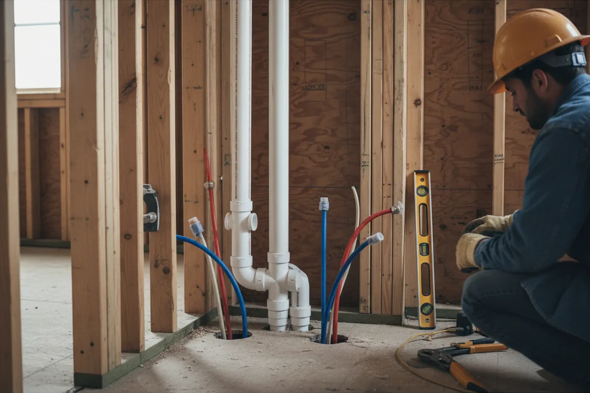 Drain and supply rough-in during Sump Pump Repair in Indian Hills