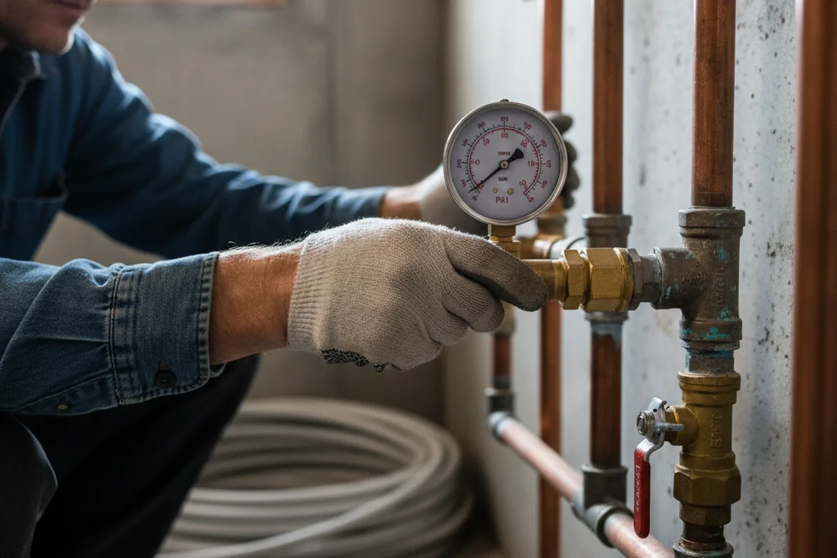 Pressure testing a repaired line during Water Line Repair in Indian Hills